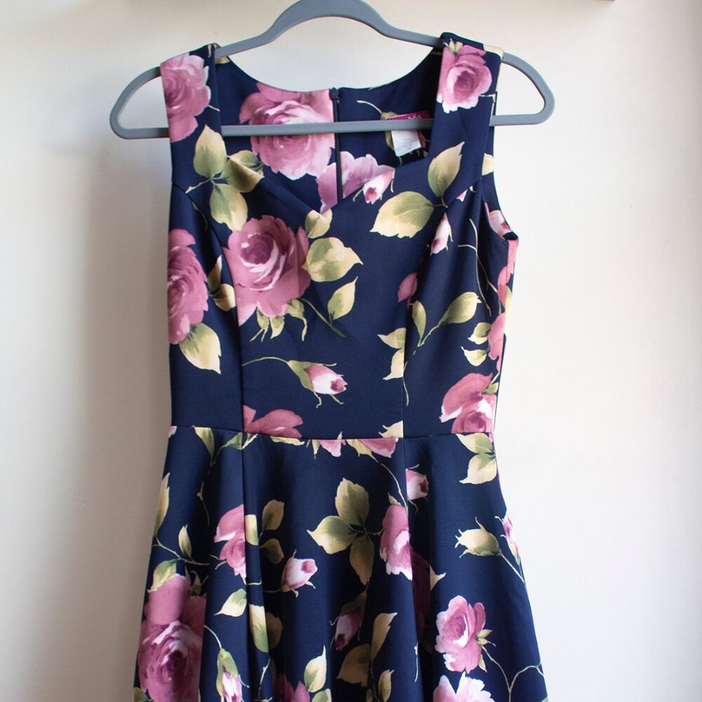 Floral Navy Midi Dress